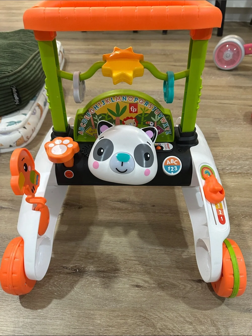 Panda Activity Walker with Orange & Green Accents - Educational Push Toy